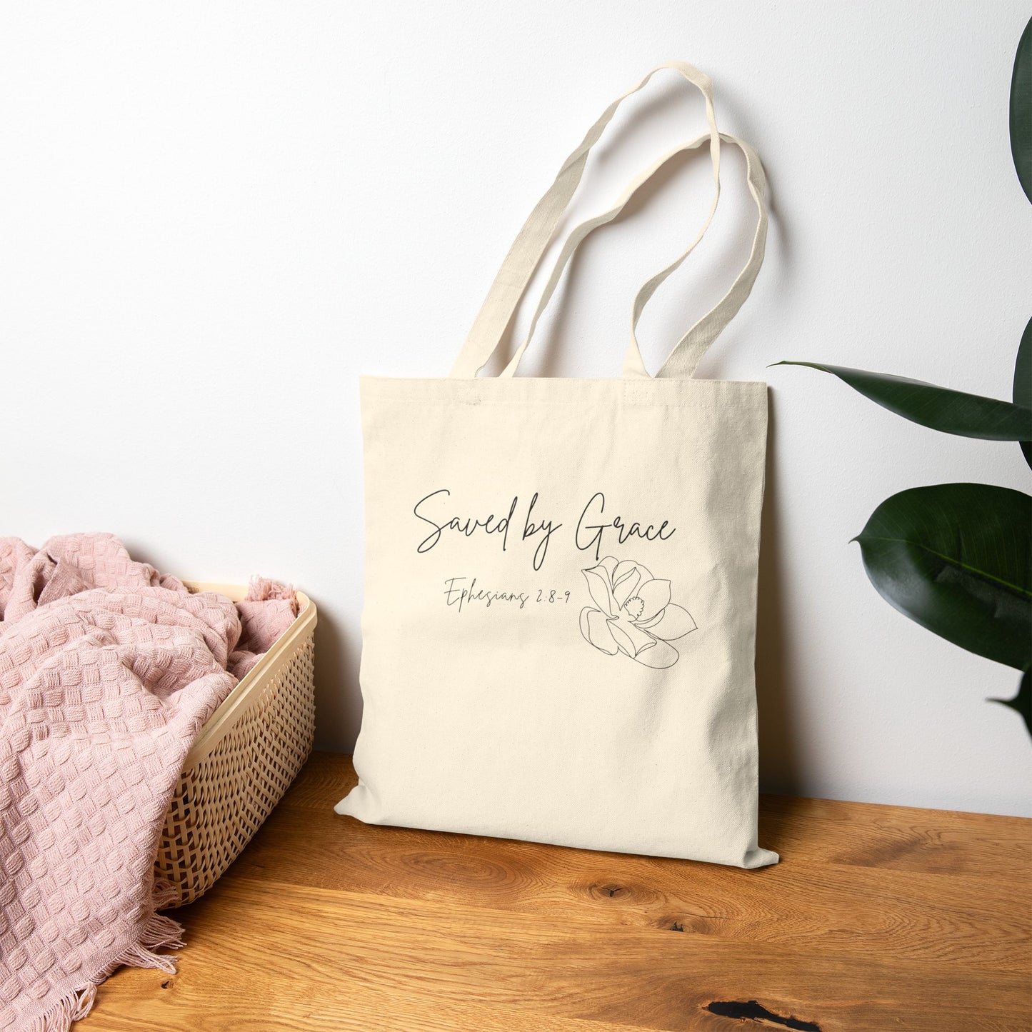 Saved by Grace Cotton Canvas Tote Bag, Eco-Friendly Grocery Bag, Reusable Shopping Tote, Versatile Carryall, Gift for Mom